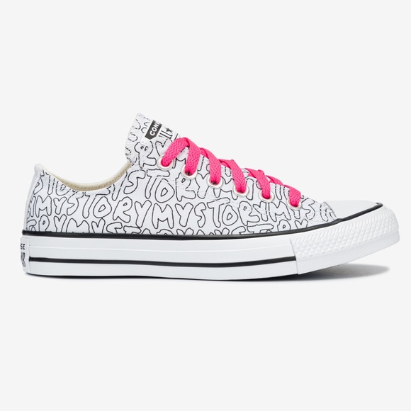 Converse | Shoes | Converse Mystory Chucks Chuck Taylor Low Tops Black  White Pink Laces Worn Once | Poshmark